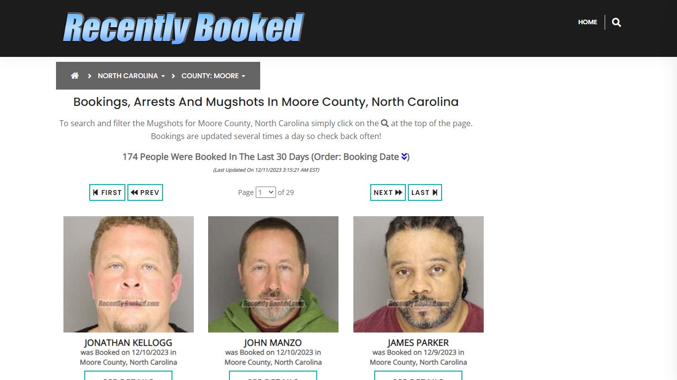 Recent bookings, Arrests, Mugshots in Moore County, North Carolina